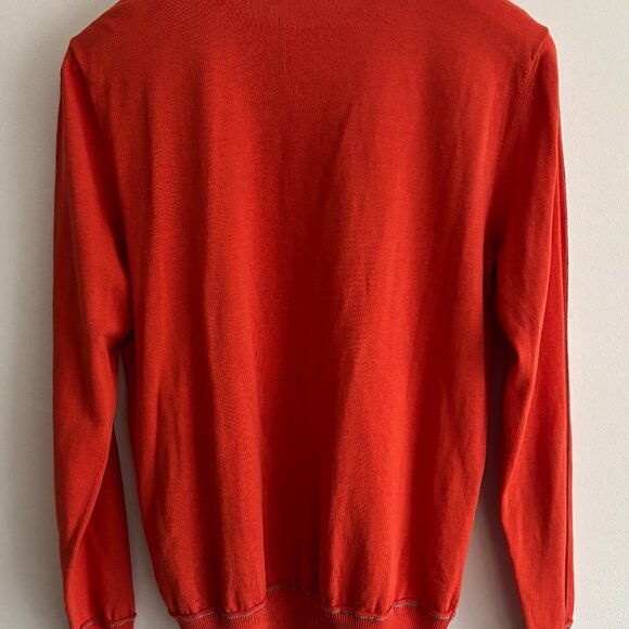 $635 Eleventy Platinum Crewneck Slim Fit Cotton Sweater in Orange - Medium - Picture 8 of 10